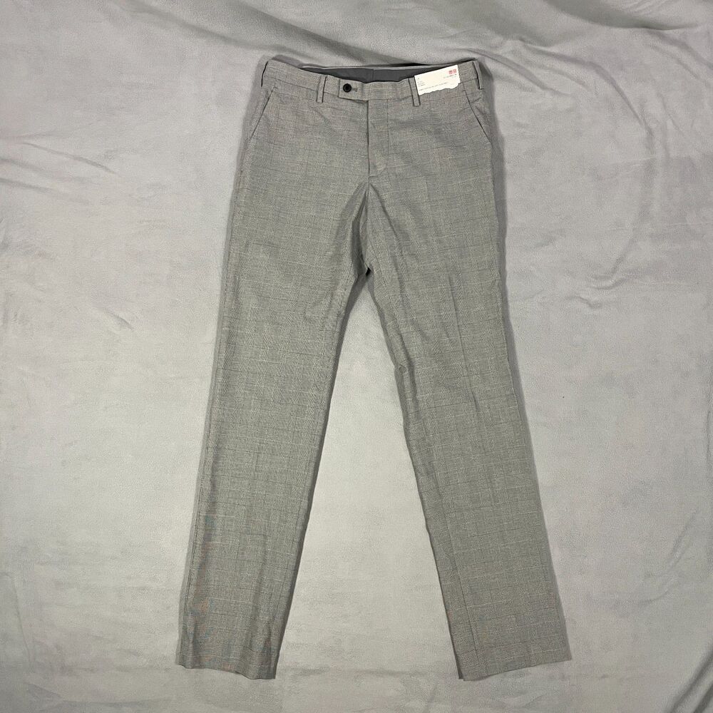 Uniqlo Men’s Kando Pants Size 31x34 Ultra Light Glen Check Gray New